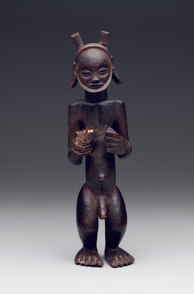 Contenitore rituale a forma di figura maschile in piedi da Culture Chokwe