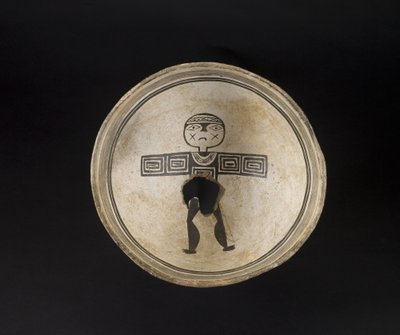 Ciotola con motivi dipinti, 1200-1300 circa (ceramica con pigmento) da Culture Mimbres