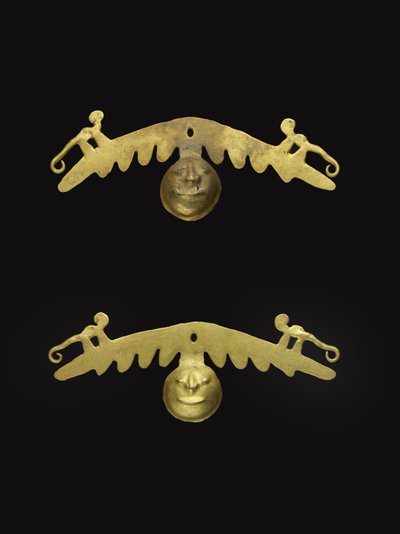 Coppia di ornamenti per orecchie, 600-1600 d.C. da Culture Nariño