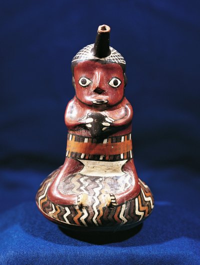 Vaso antropomorfo a soggetto musicale, Perù da Culture Nazca