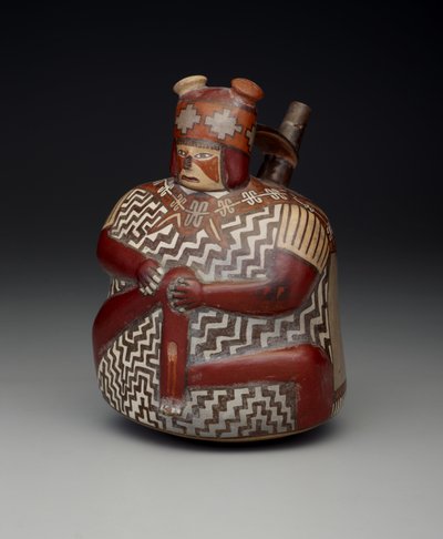 Vaso raffigurante un guerriero ferito da Culture Nazca