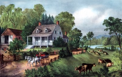 Fattoria americana in estate, 1868 da Currier and Ives