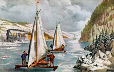 Gara di barche sul fiume Hudson, XIX secolo da Currier and Ives