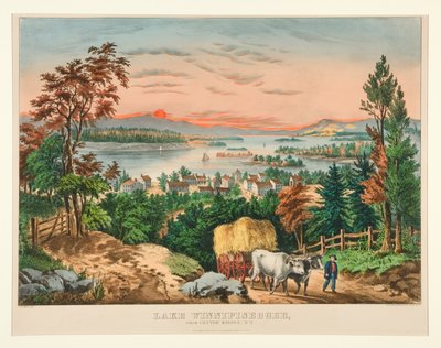Lago Winnipiseogee, da Centre Harbor, NH da Currier and Ives