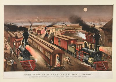 Scena Notturna a un Incrocio Ferroviario Americano da Currier and Ives