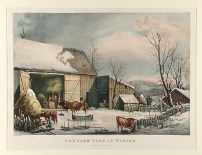 Il cortile della fattoria in inverno da Currier and Ives