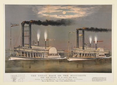 La grande corsa sul Mississippi da New Orleans a St. Louis 1210 miglia da Currier and Ives