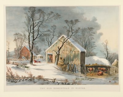 La vecchia fattoria in inverno da Currier and Ives