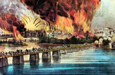 La caduta di Richmond, Virginia, Guerra Civile Americana, 2 aprile 1865 da Currier and Ives