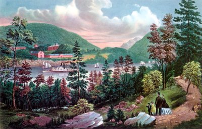 West Point, Accademia Militare degli Stati Uniti, dalla riva opposta, 1862 da Currier and Ives