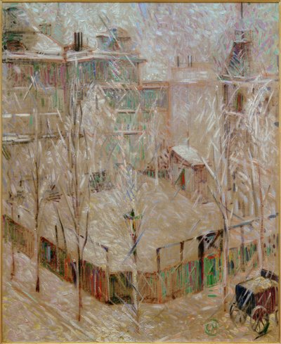 Vista dallo studio su case innevate in Rauchstraße da Curt Herrmann