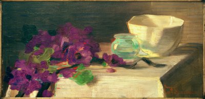 Natura morta con anemoni, vaso di vetro e ciotola di porcellana da Curt Herrmann