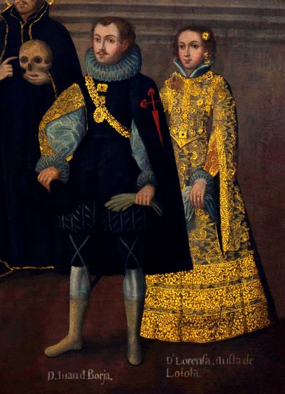 Matrimonio di Martín de Loyola con Doña Beatriz Ñusta e di Don Juan Borja con Lorenza Ñusta (Enríquez y Loyola). da Cuzco School