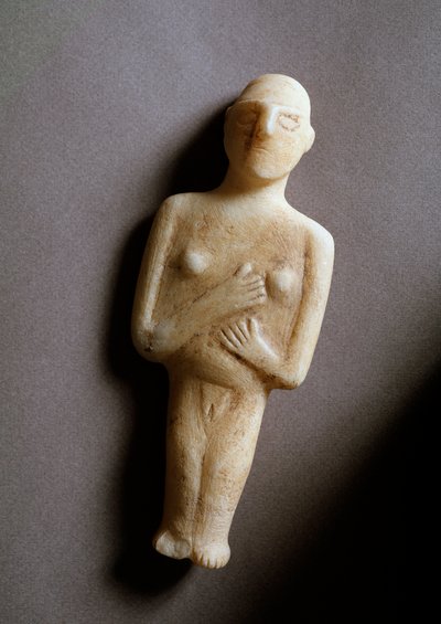 Idolo femminile, figurina schematica, marmo bianco da Cycladic Cycladic