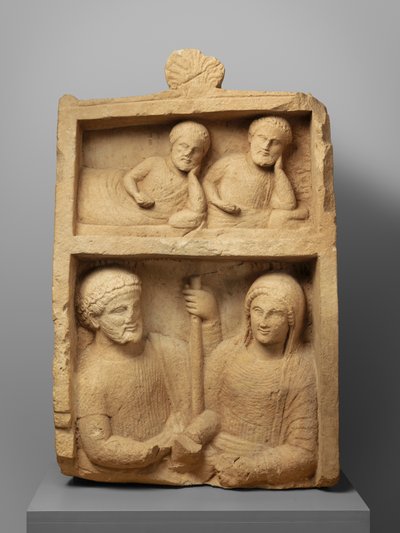 Stele funeraria in calcare, 4° secolo a.C. da Cypriot School