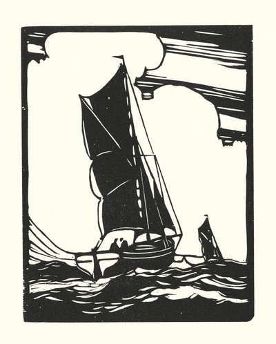 Barche da pesca e chiatte: Leigh Bawley (xilografia) da Cyril A. Wilkinson