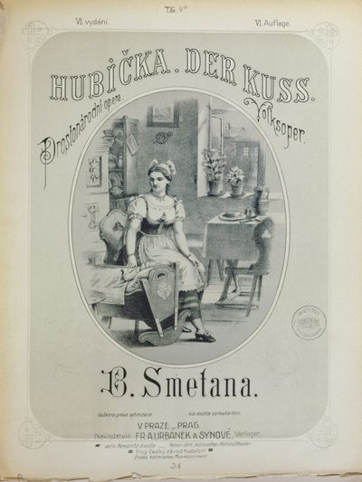 Copertina dello spartito di Il Bacio di Bedrich Smetana (1824-84) da Czech School