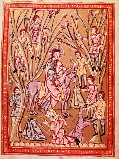 Ingresso trionfale di Gesù a Gerusalemme (miniatura, ca. 1085) da Czech School