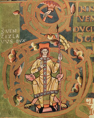 San Venceslao dal Codice di Vysehrad, c.1085 da Czech School