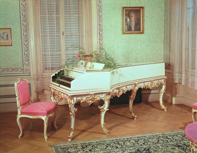 Stanza con il clavicembalo usato da Mozart a Praga da Czech School