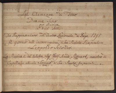 Pagina del titolo della partitura La Clemenza di Tito da Czech School