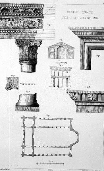 Piano e dettagli architettonici di Imbrohor Dzamissi, la Chiesa di San Giovanni Battista, da 