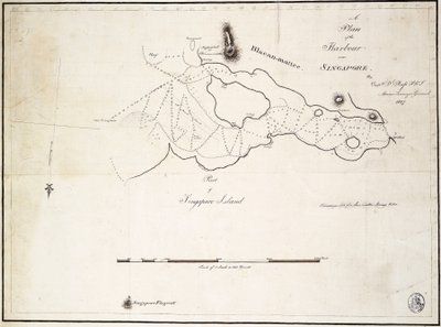 Piano del porto vicino a Singapore del Capitano D.l. Ross, FRS Marine Surveyor General da D. I. Ross
