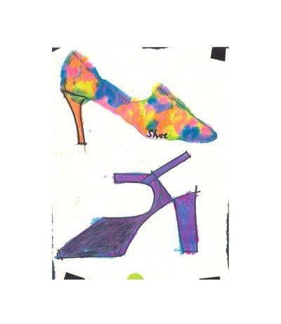 2 Scarpe (punta di feltro e acquerello) da Daisy de Villeneuve