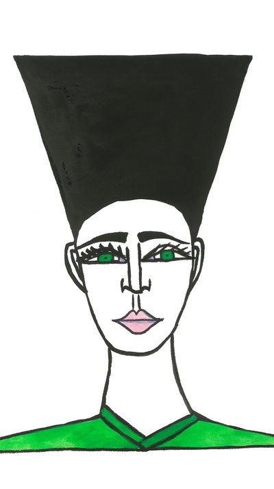 Capelli afro, 2024 (penna e pittura su carta) da Daisy de Villeneuve