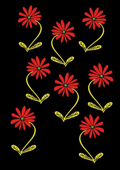 Margherite ripetute su sfondo nero (digitale) da Daisy de Villeneuve