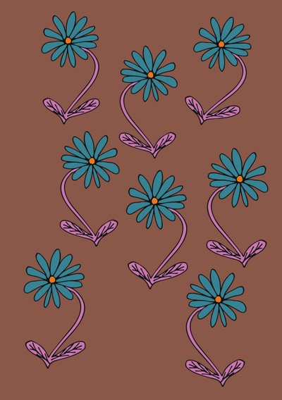 Margherite ripetute su sfondo marrone (digitale) da Daisy de Villeneuve