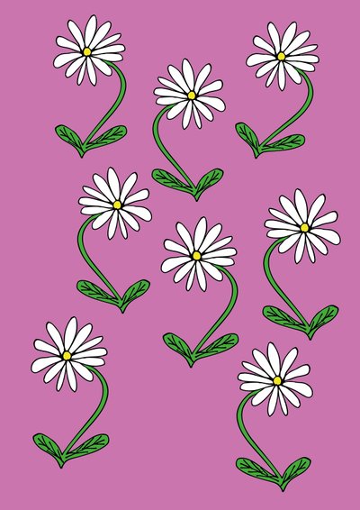 Margherite ripetute sfondo rosa (digitale) da Daisy de Villeneuve