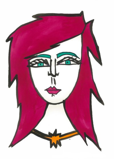 Capelli rosa scuro, 2024 (penna e pittura su carta) da Daisy de Villeneuve