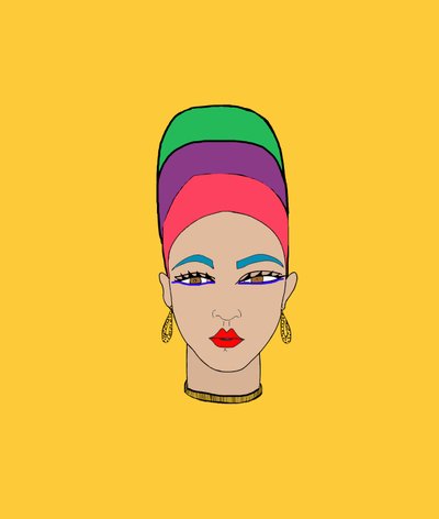Ragazza con foulard (penna e Photoshop) da Daisy de Villeneuve