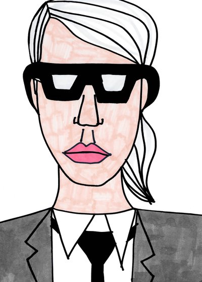 Karl Lagerfeld (pennarello su carta) da Daisy de Villeneuve