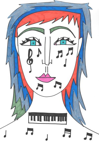 Musica (punta di feltro su carta) da Daisy de Villeneuve