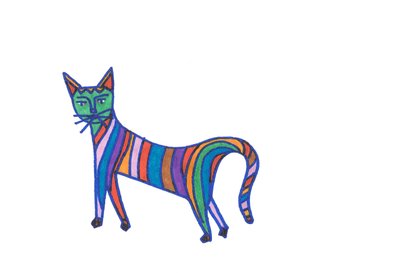 Gatto arcobaleno (punta di feltro su carta) da Daisy de Villeneuve