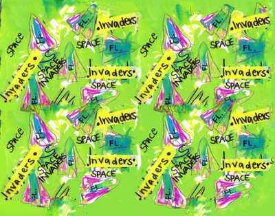Space Invaders (acquerello, nastro adesivo, penna, photoshop) da Daisy de Villeneuve
