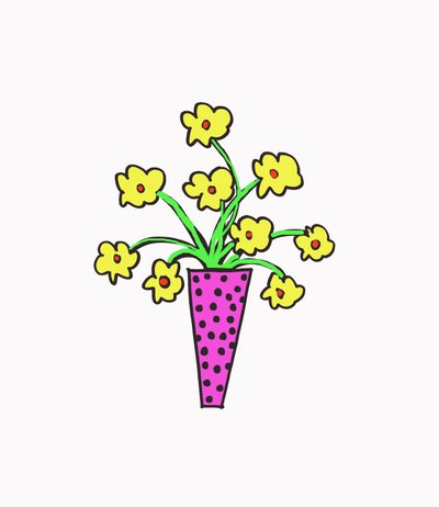 Vaso di fiori (penna su carta e Photoshop) da Daisy de Villeneuve