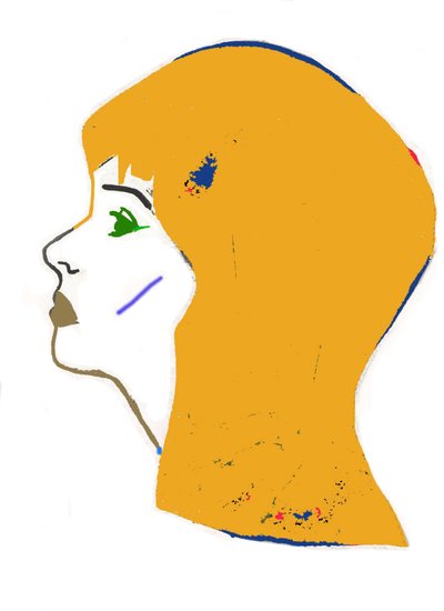 Testa gialla, 2017 (pennarello su carta) da Daisy de Villeneuve