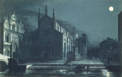 Scena notturna della chiesa dei SS. Giovanni e Paolo, Venezia, inciso da Brizeghel da Dalda (after)
