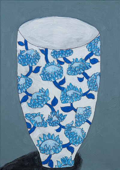 Vaso blu a motivi floreali da Dale Hefer & Family