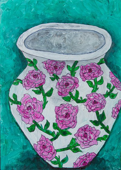 Vaso con rose rosa da Dale Hefer & Family