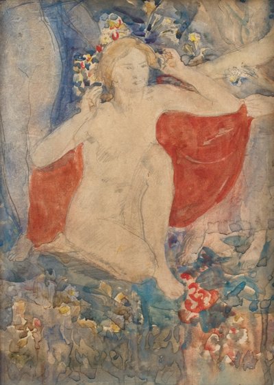 Studio per la Decorazione per la primavera: La terra che si risveglia, 1924 circa (matita e acquerello su carta) da Dame Ethel Walker