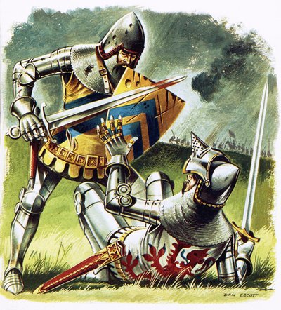 Un cavaliere ferito che si arrende al suo nemico da Dan Escott