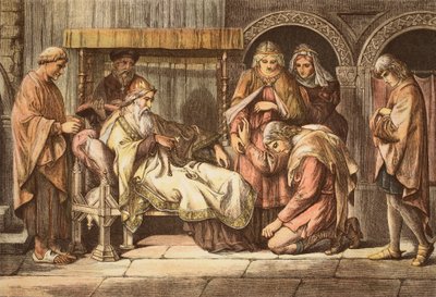 Harold, di ritorno dalla Normandia, si presenta a Edoardo il Confessore, inciso da JD Cooper da Daniel Maclise