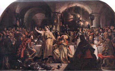 Il fantasma di Banquo (Macbeth) "Prithee, guarda lì! guarda! Lo! Come dici?" da Daniel Maclise