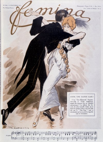 Coppia che balla il tango - illustrazione di Daniel De Losques - in “Femina” del 15/10/1913 da Daniel de Losques