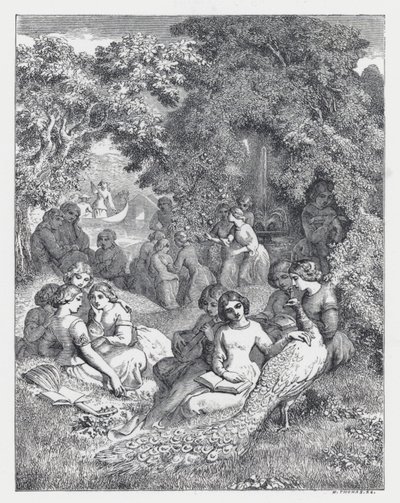 Illustrazione per la poesia di Tennyson, La Principessa da Daniel (after) Maclise