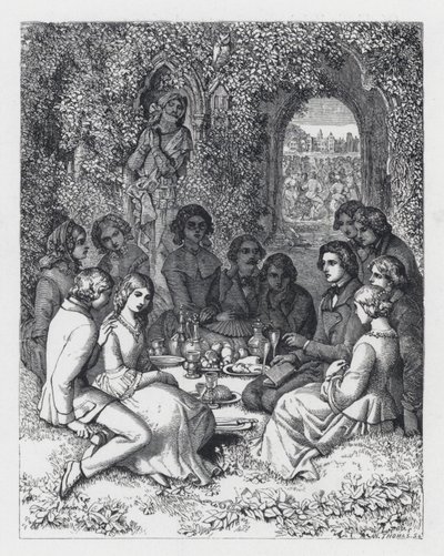 Illustrazione per la poesia di Tennyson, La Principessa da Daniel (after) Maclise